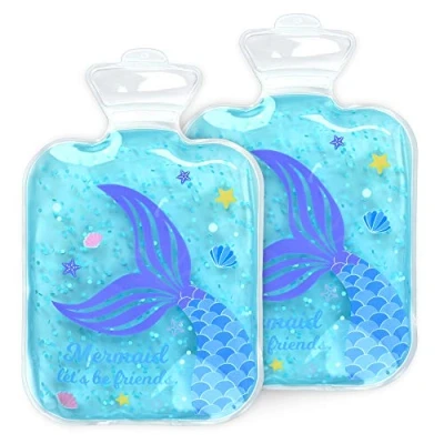 Image of Navaris Girls Hot and Cold Packs (Set of 2) Kids Reusable Heat Ice Gel Pack Set BPA Free Compress to Cool or Warm Mermaid Design