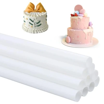 Image of REBECASKYENS 10 Pcs Cake Dowel Rods, Dowels,Cake Dowels for Tiered Cakes,12 inch Plastic Reusable Support Rod White Stand Sticks Construction And Stacking Supporting