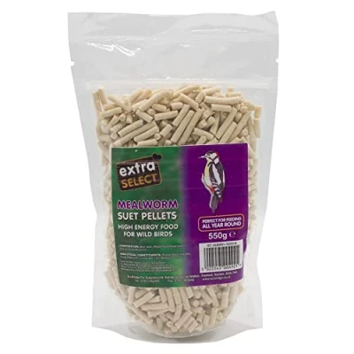 Image of Extra Select Mealworm High Energy Suet Pellets Wild Bird Food Protein, Fat Rich Year Round Feeding 550 g