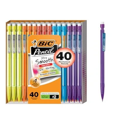 Image of Bic Mechanical Pencils, Xtra Smooth, Bright Edition (Darker Colors, Erases Cleanly), 40 Count