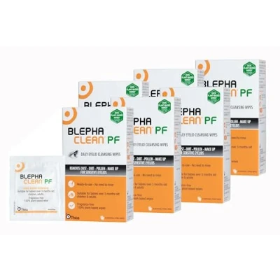 Image of 120 Blephaclean PF Daily Eyelid Wipes Gentle Cleansing for Eyelids and Skin Around The Eyes Suitable Babies (Over 3 Months Old), Children Adults 20 Sterile Plastic Free x 6