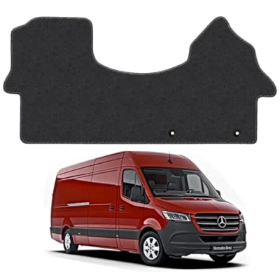 Image of Carpet Floor Mats for the Mercedes Sprinter (2018+) [Note: Only Suitable Rear Wheel Drive Models] Custom Van Accessory Tailored fit, Granulated Anti Slip Layer &amp; Black Binding