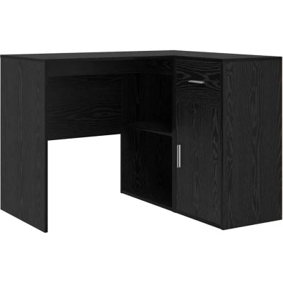Image of vidaXL Corner Desk Black Oak 102x88x75 cm Engineered Wood