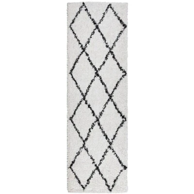 Image of vidaXL Shaggy Rug PAMPLONA High Pile Modern Cream and Black 80x250 cm