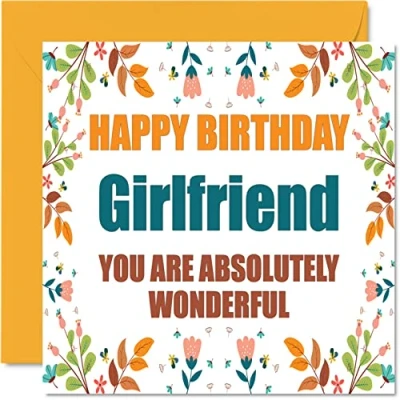 Image of Fun Birthday Cards for Girlfriend Absolutely Wonderful Joke Happy Card from Boyfriend Partner, Gift, 145mm x Anniversary Greeting