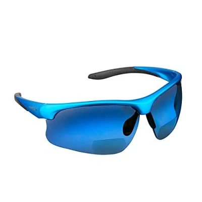 Image of voltX &#039;CONSTRUCTOR ULTIMATE&#039; Bifocal Reading Safety Glasses (Blue Frame, Blue Mirror lens +1.0 Dioptre) EN166FT certified PREMIUM Cycling Sports Bifocals Anti Fog Coated UV400