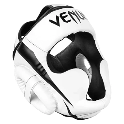 Image of Venum Unisex Elite Headgear, White/Black, One Size