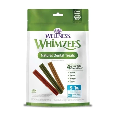 Image of WHIMZEES by Wellness Dental Chews for Dogs, Natural, Long Lasting Treats Cleaner Teeth &amp; Fresher Breath, Grain Free Hypoallergenic, 28
