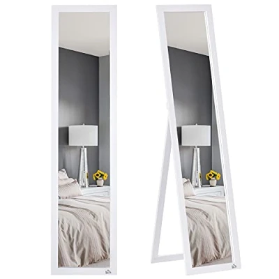 Image of HOMCOM Full Length Mirror, Floor Standing or Wall Mounted Long Rectangular Body Mirror for Bedroom, Living Room, White