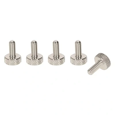 Image of PrecisionGeek M6 x 10mm Flat Knurled Thumb Screws (Set of 5) Silver Aluminium