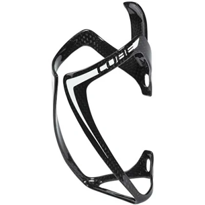 Image of Cube HPC Carbon Fibre Cycling Bottle Cage Gloss Black/Lightweight Fibreglass 3K Bicycle Cycle Biking Bike Ride Mountain MTB Road Water Drink Flask Bidon Bracket Mount Holder Carrier HPA HPP