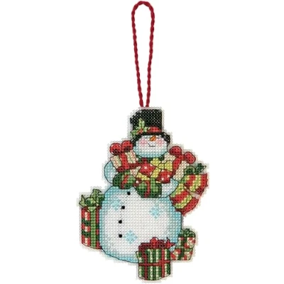 Image of Dimensions &quot;Susan Winget Snowman &quot; Ornament Counted Cross Stitch Kit, Multi Colour