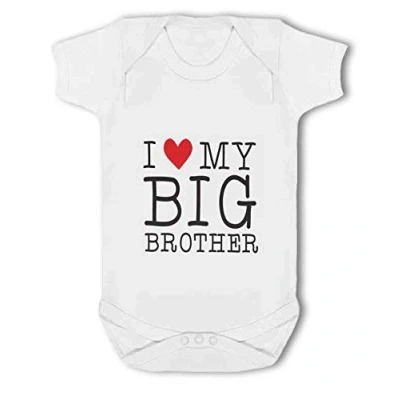 Image of BWW Print I love my Big Brother cute heart Baby Vest New Born, Girl or Boy, Born to 24mth