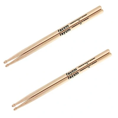 Image of Rayzm Drum Sticks 5A, Solid American Hickory Drumsticks/Beater Sticks, Wood Tips