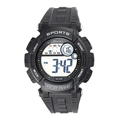 Image of Ravel Mens Round 3ATM Digital Quartz Watch with Light RDG.14.3 Black