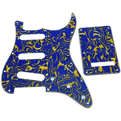 Image of Dopro 11 Hole Strat SSS Pickguard ST Back Plate Trem Cover for USA/Mexican FD Blue Shell