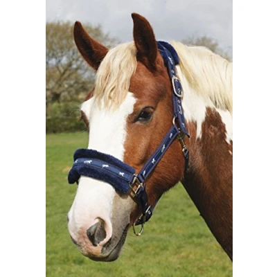 Image of Rhinegold Logo Headcollar fleece trim Pony Blue