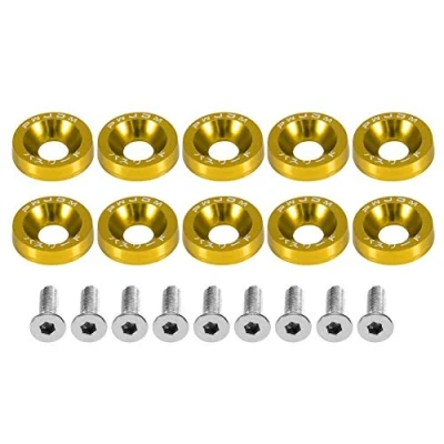 Image of EBTOOLS Autpmotive M6 Screw Gasket, Car Washer Stainless Steel Aluminum Cup Head Flat Round Gasket Fender Metric Spacer Standard Hardware Tool Fastener Screw(BLACK)