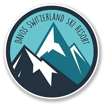 Image of 2 x 10cm Davos Switzerland Ski Snowboard Resort Vinyl Sticker Car Laptop #6442 (10cm 10cm)
