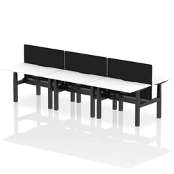 Image of Air B2B 1200x800 Adjustable 6P Bench Desk Scallop White/Black + Screen
