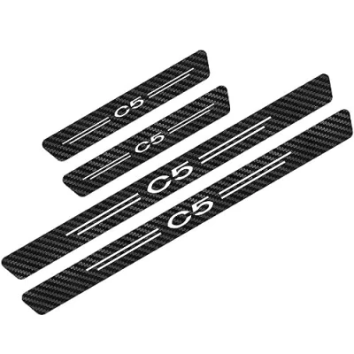 Image of 4Pcs Car Door Sill Protector for Citr oen C3 C4 C5 C6 C8 C Elysee VTS, Anti Scratch Carbon Fiber Threshold Edge Entry Guard Stickers Kick Plates Styling Accessories,