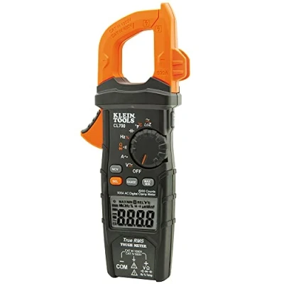 Image of Digital Clamp Meter AC/DC Auto Ranging 600 Amp, LoZ, Measures Voltage, Resistance, More Klein Tools CL700, Black/Orange