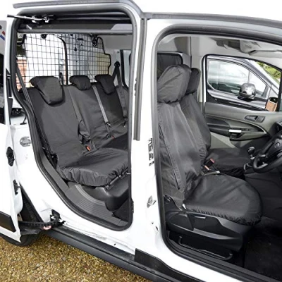 Image of UK Custom Covers SC426B 427B Tailored Heavy Duty Waterproof Front &amp; Rear Seat (5 Seater NO Armrests) Black Fits Ford Transit Connect 2018 Onwards