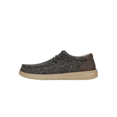 Image of HEYDUDE Men&#039;s Paul Knit Slip On Shoes, Black/Charcoal, 10 UK
