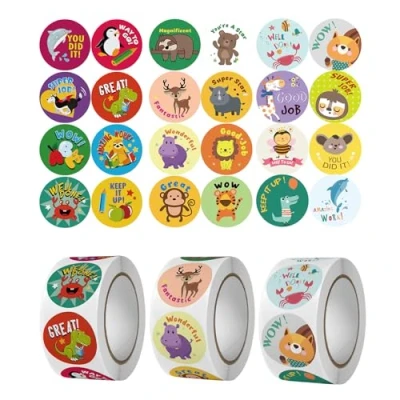 Image of DOETYD 3 Volumes 1500pcs Stickers for Children Reward Motivational Incentive Kids Suitable School Classroom