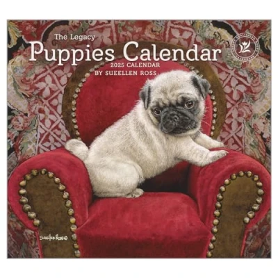 Image of Legacy Puppies 13 x 12 Paper 2025 Hanging Wall Calendar