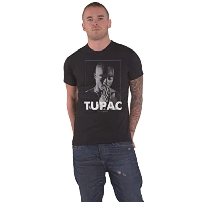 Image of Tupac Praying Men&#039;s Large T Shirt Black
