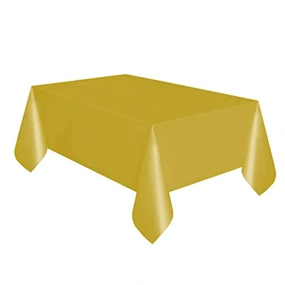 Image of Unique Party Reusable Rectangular Plastic Tablecover (19 Colours) (One Size) (Gold)