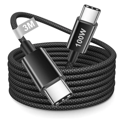 Image of 100W USB C Charger Cable 3M, iPhone 15 16 3M Long Fast Charge Type Charging Lead Wire for Pro Max/16e/15 Plus/15,iPad Pro/Air,Macbook,Samsung S25 S24 S23 S22