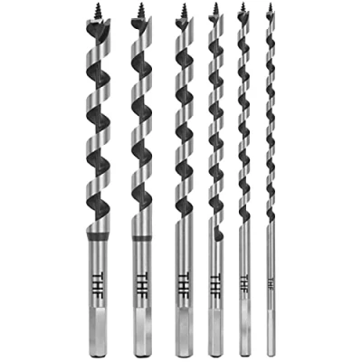 Image of THF Auger Wood Drill Bit, 6 8 10 12 14 16mm Hex Shank Extra Long Twist Bits Set