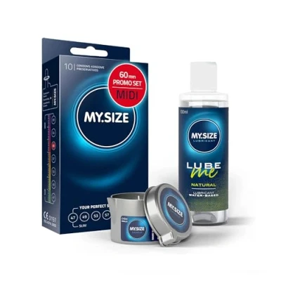 Image of MY.SIZE Value Pack Condoms 60 mm, of 10 + Natural Lubricant 100 ml Massage Candle