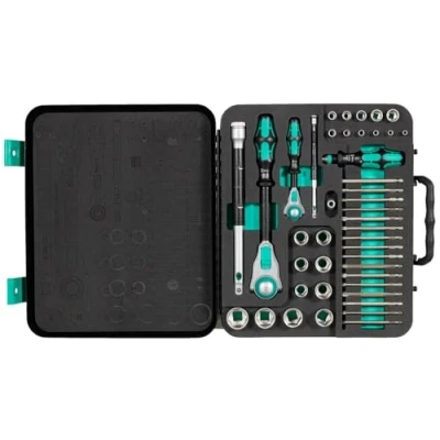 Image of Wera 8100 SA/SC 2 Zyklop Speed Ratchet, Socket &amp; Bit Set, 1/4&quot; 1/2&quot; Drive, 43pc, 05160785001