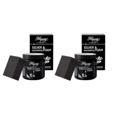 Image of Hagerty Silver Multimetal Foam 185g x 2 Pack I Care Paste for and Plated Metal jewelry Stainless Steel Chrome Cleaner Renewed Shine with Sponge