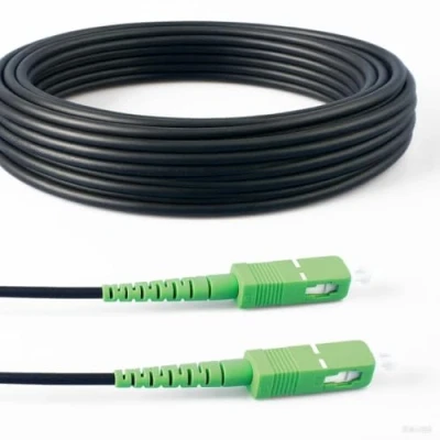Image of Elfcam® Cable a Fibre Optique en Acier Blinde, Convient aux Installations Exterieur et Interieur, Compatible avec Orange SFR Bouygues, SC/APC Monomode Noir, 5M