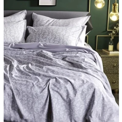 Image of LERUUM Single Duvet Cover Set Grey Cosy Autumn Bedding Cotton Reversible Leaf Pattern Quilt (Single Bedding)
