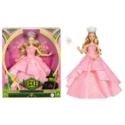 Image of Mattel Wicked, Deluxe Glinda Fashion Doll &amp; Accessories Including Crown Scepter, Movie Inspired Look with Posability, HXY37