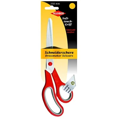Image of Kleiber 921 36 250mm Soft Grip Bent Dressmakers Scissors (10 inch), Red