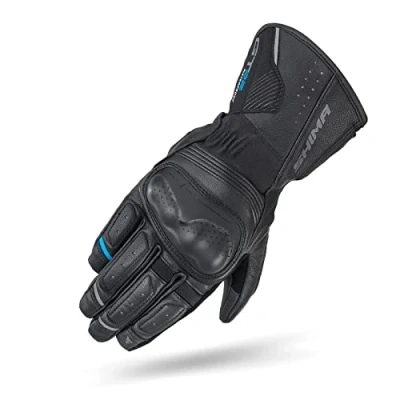 Image of SHIMA GT 2 Motorbike Gloves Men Leather Long Biker Armoured Protectors Motorcycle Perforated Ventilated Cool Reinforced Touchscreen Glove Motorbikes Summer Autumn (Mens, Black Waterproof, S)