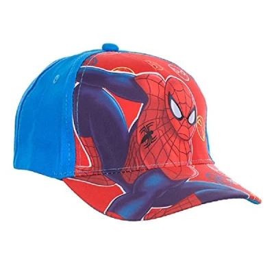 Image of Marvel Official Kid&#039;s Boy&#039;s Girl&#039;s Children&#039;s Disney Spiderman/Star Wars/Superman and Batman Baseball Caps Summer Sun Hats with Velcro Fastening (54 CMS (Age 5 9), Blue Spiderman ET4031)