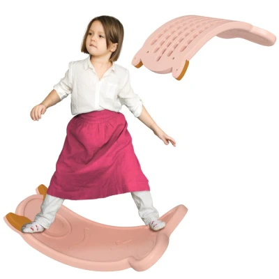 Image of AIYAPLAY Balance Board Kids, Wobble Kids Seesaw Rock, Toddler Curved for Training &amp; Sensory Play, Pink
