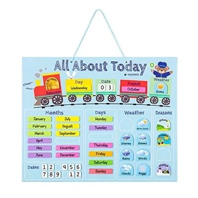Image of Navaris Kids Magnetic Calendar Early Years Learning Weather, Date, Month, Day, Season Educational Chart for Children English Language