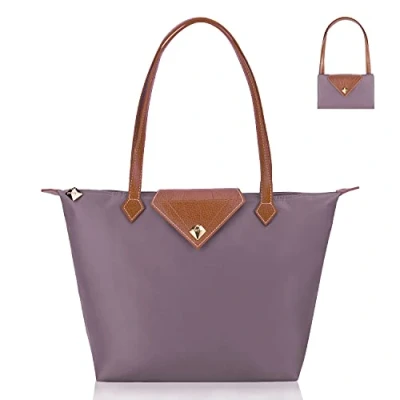 Image of BOJLY Tote Bags for Women Stylish Waterproof Nylon Ladies Shoulder Bag Top Handle Handbag Folding Beach Travel Work,Shopping, School Pale Lavender Large