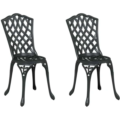 Image of vidaXL Garden Chairs 2 pcs Black Cast Aluminum