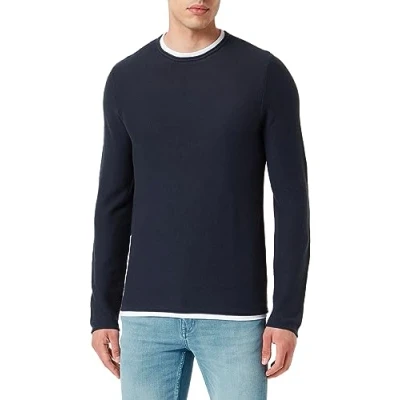 Image of JACK &amp; JONES Men&#039;s Jortwinn Knit Crew Neck Noos Jumper, Total Eclipse, S