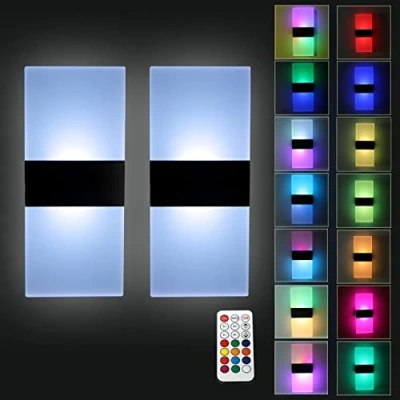 Image of VOMI Battery Operated Wall Lights RGB Dimmable with Remote Control, 2 Pcs Cordless USB Rechargeable Magnetic Lamp Acryl Sconce Lighting for Bedroom Children&#039;s Room Hallway Stairs