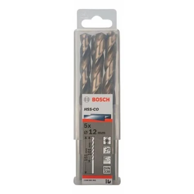 Image of Bosch Professional 2608585903 5pc. HSS Co Metal drill Bit (stainless steel, 12 x 101 151 mm, accessory driver), Gold